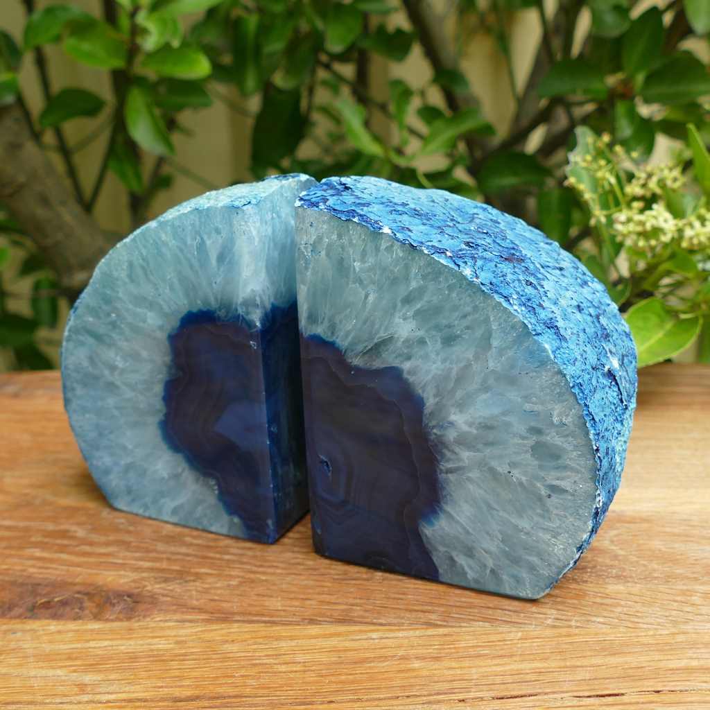 blue agate bookends