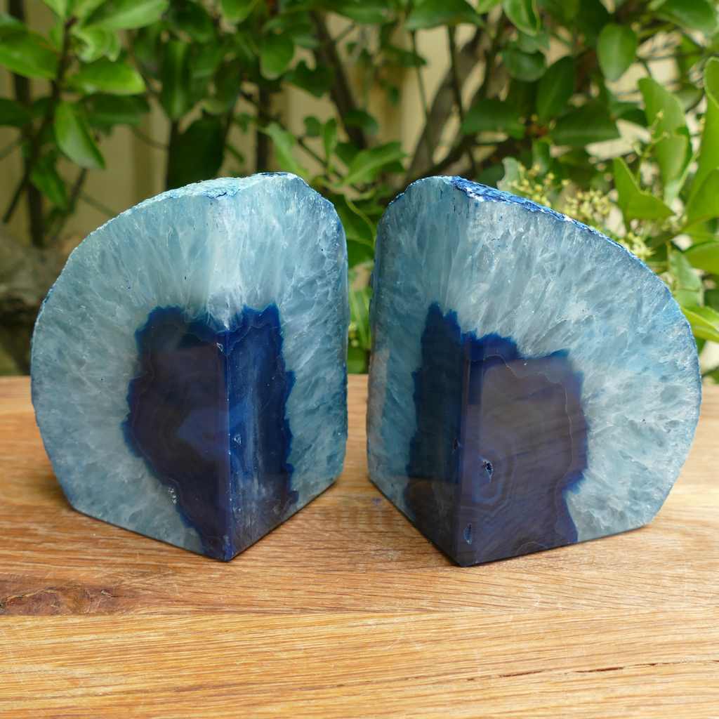 blue agate bookends