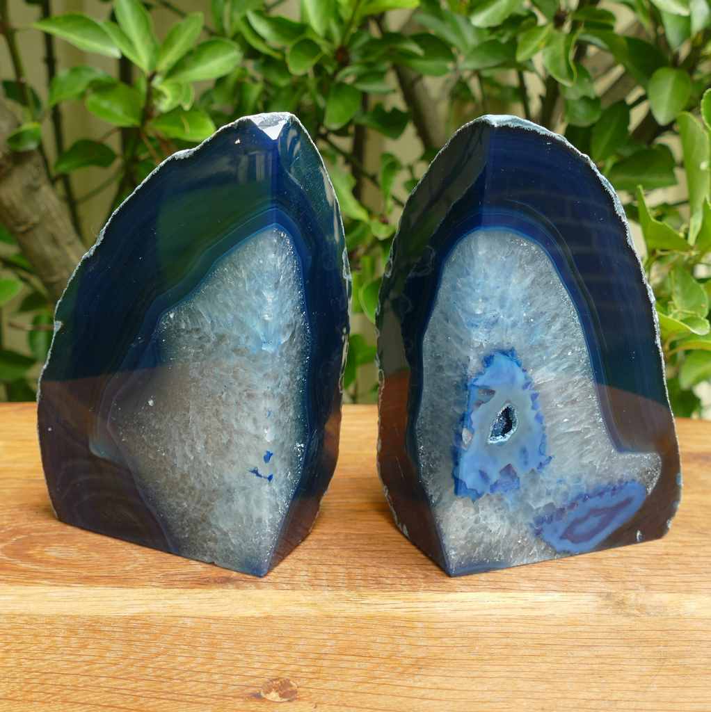 blue agate bookends