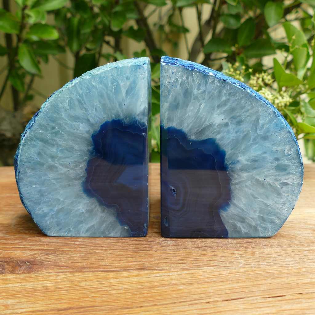 blue agate bookends