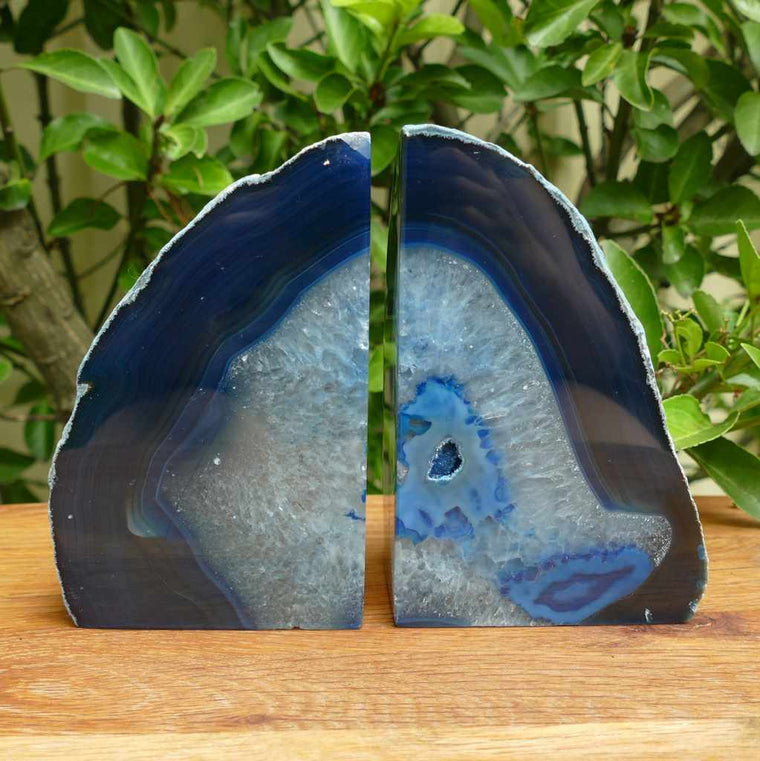 blue agate bookends