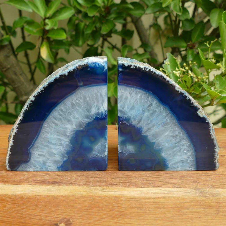 blue agate bookends