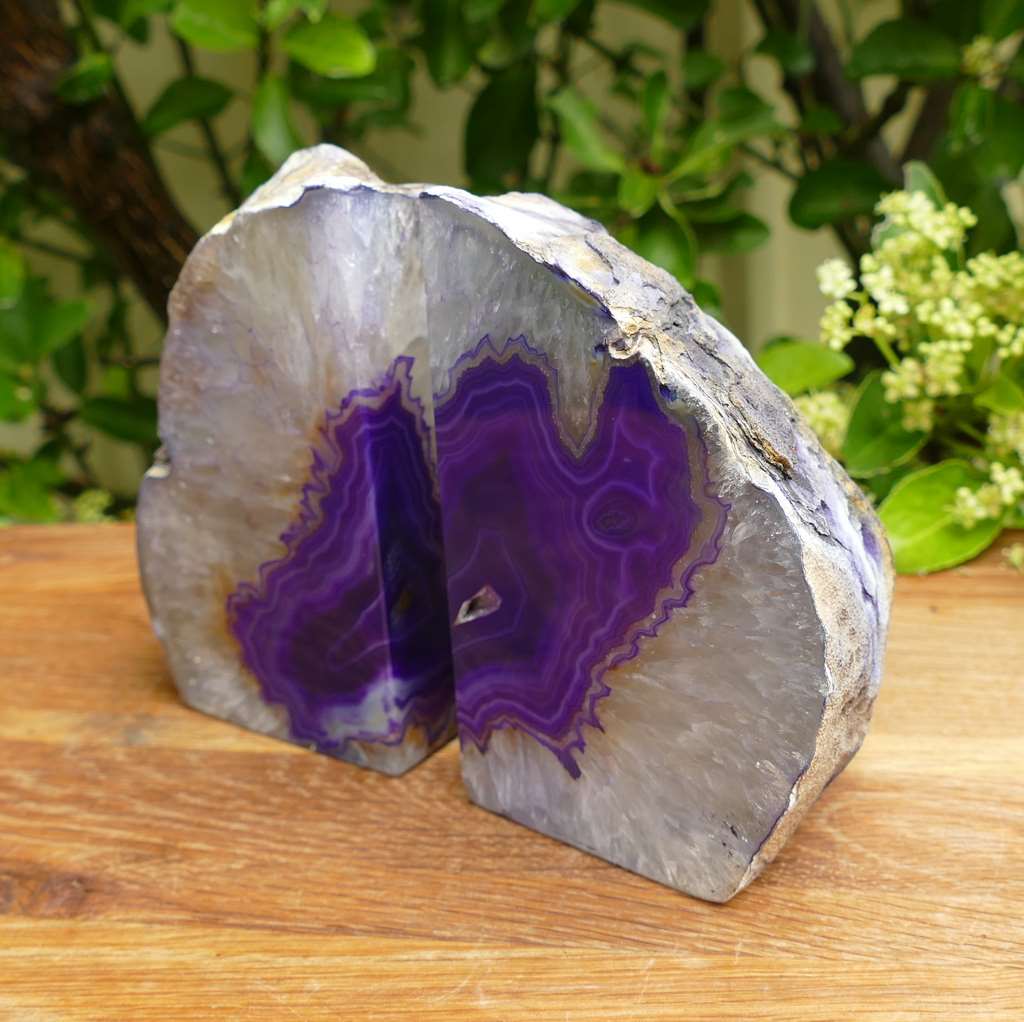 agate bookends purple