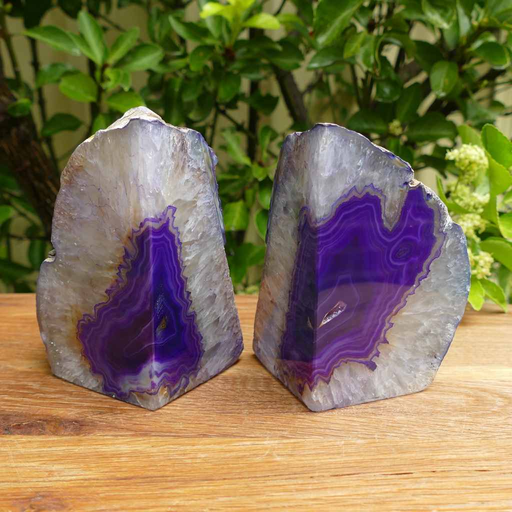 agate bookends purple