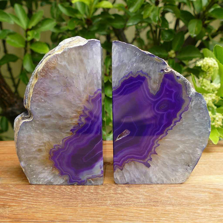 agate bookends purple