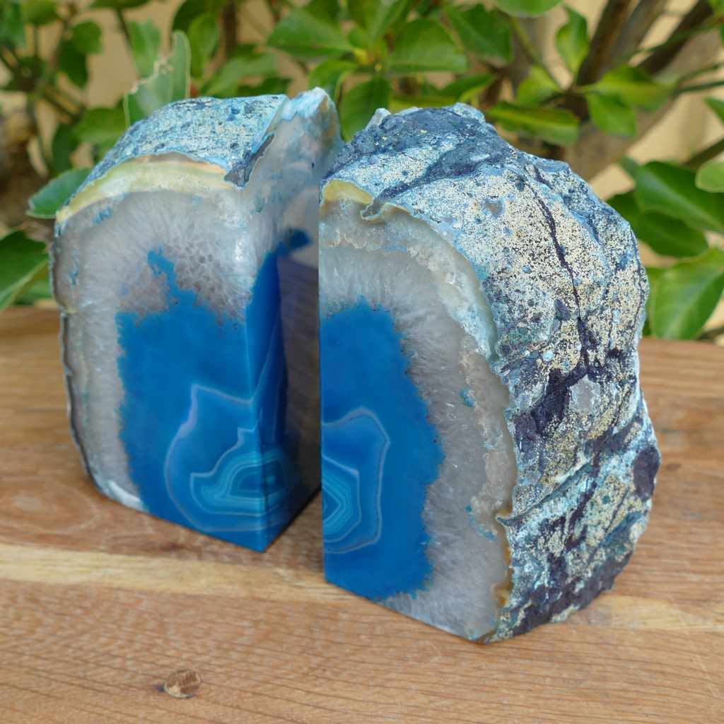 teal agate bookends