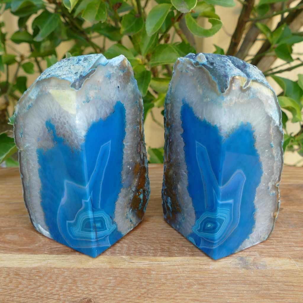 teal agate bookends