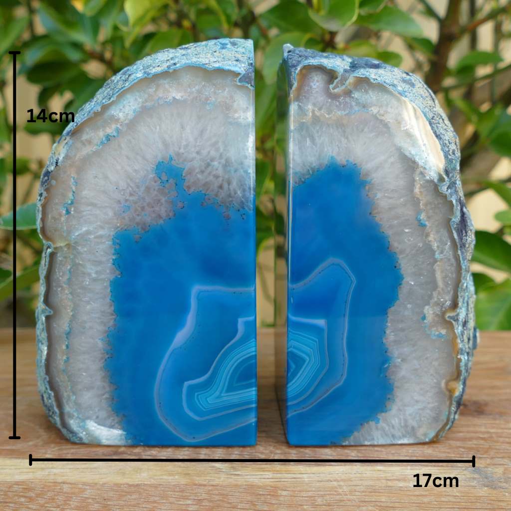 teal agate bookends