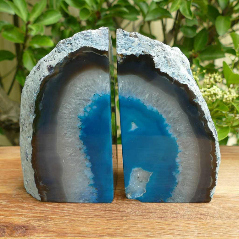 teal agate bookends