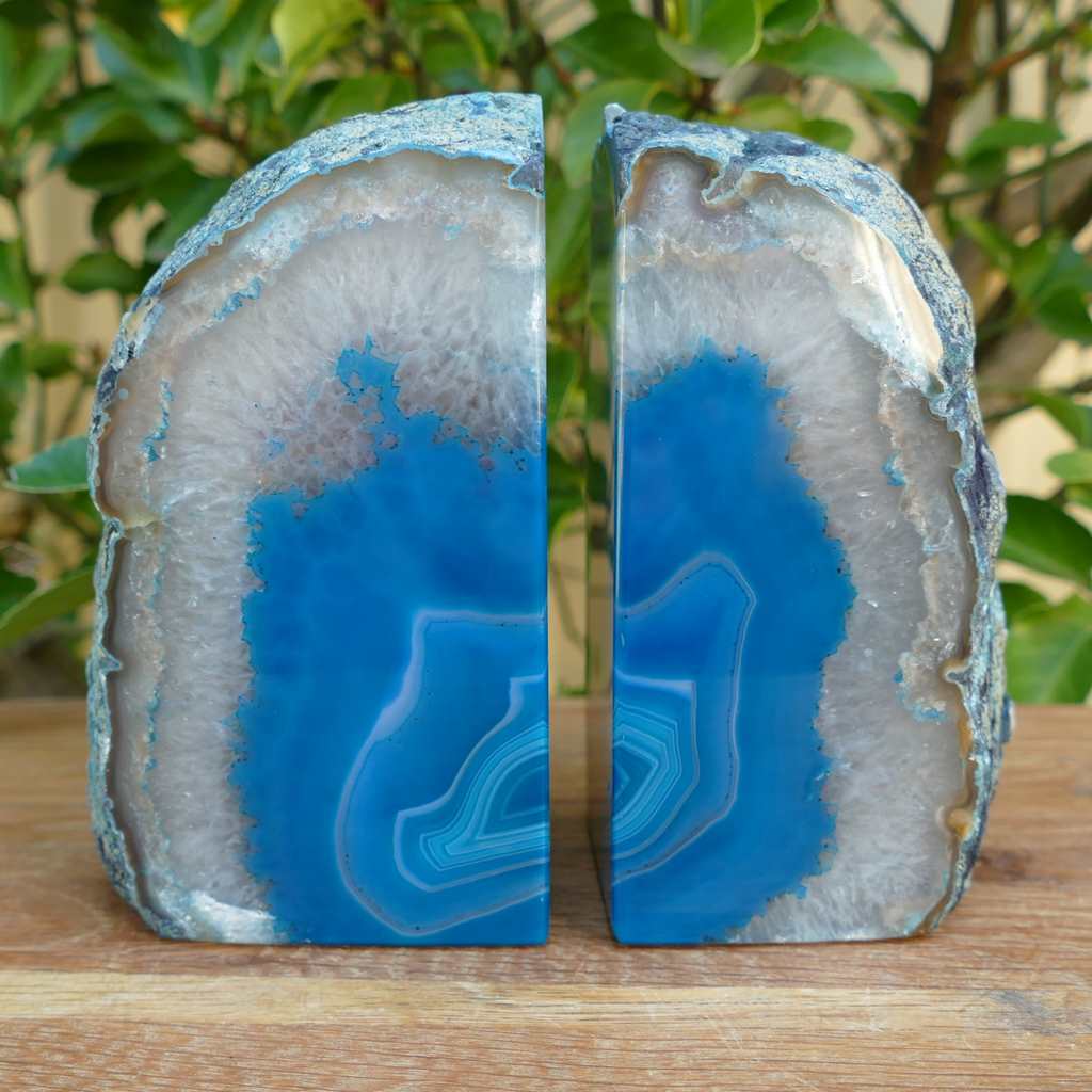 teal agate bookends