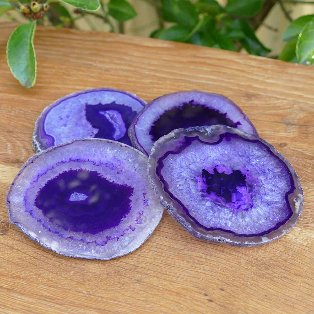 purple agate coasters