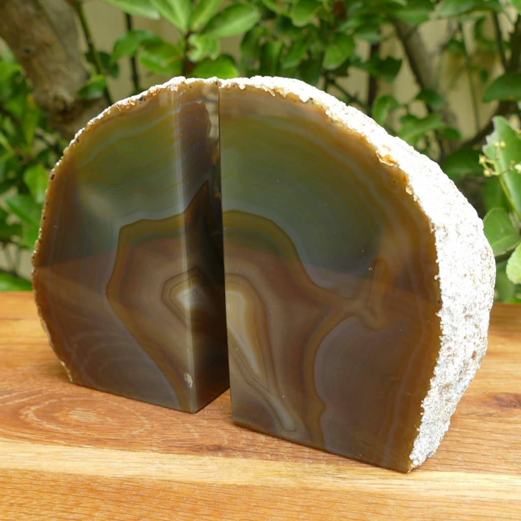 natural agate bookends