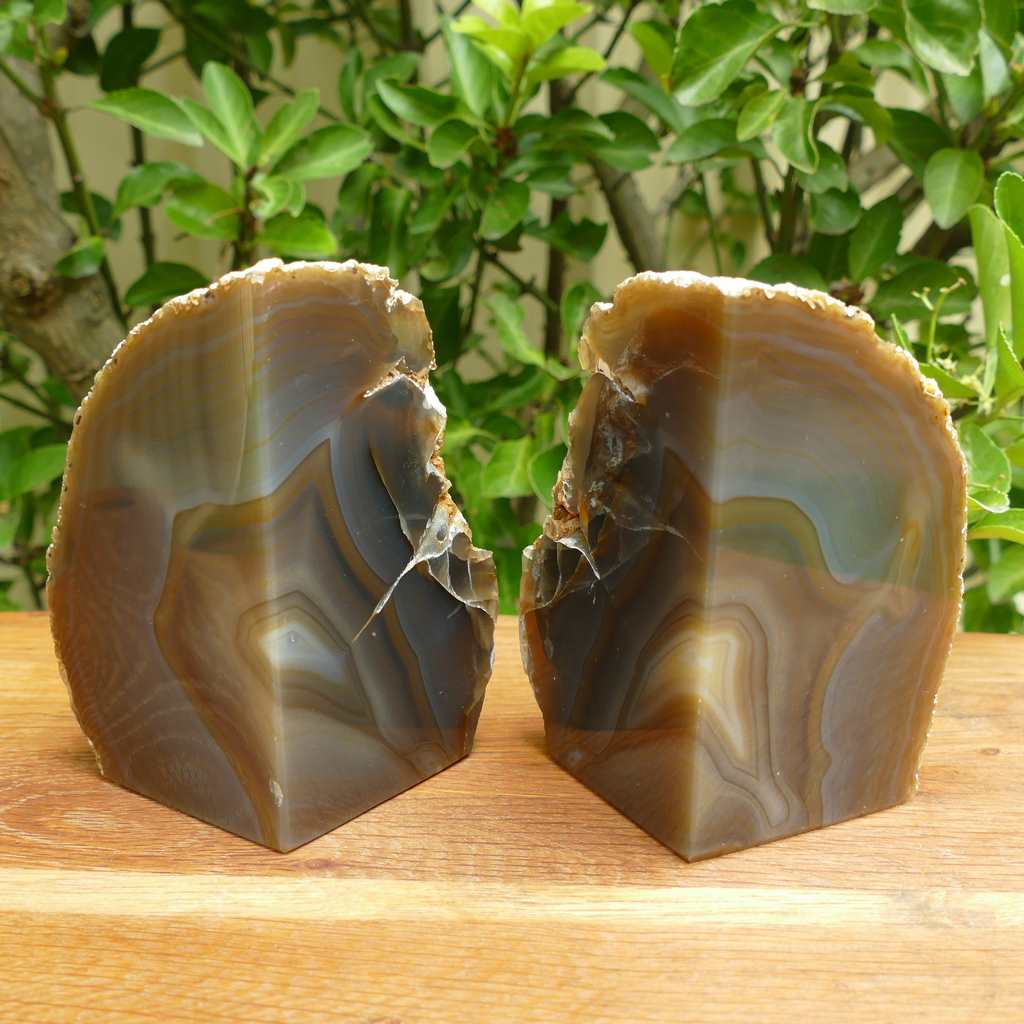 natural agate bookends