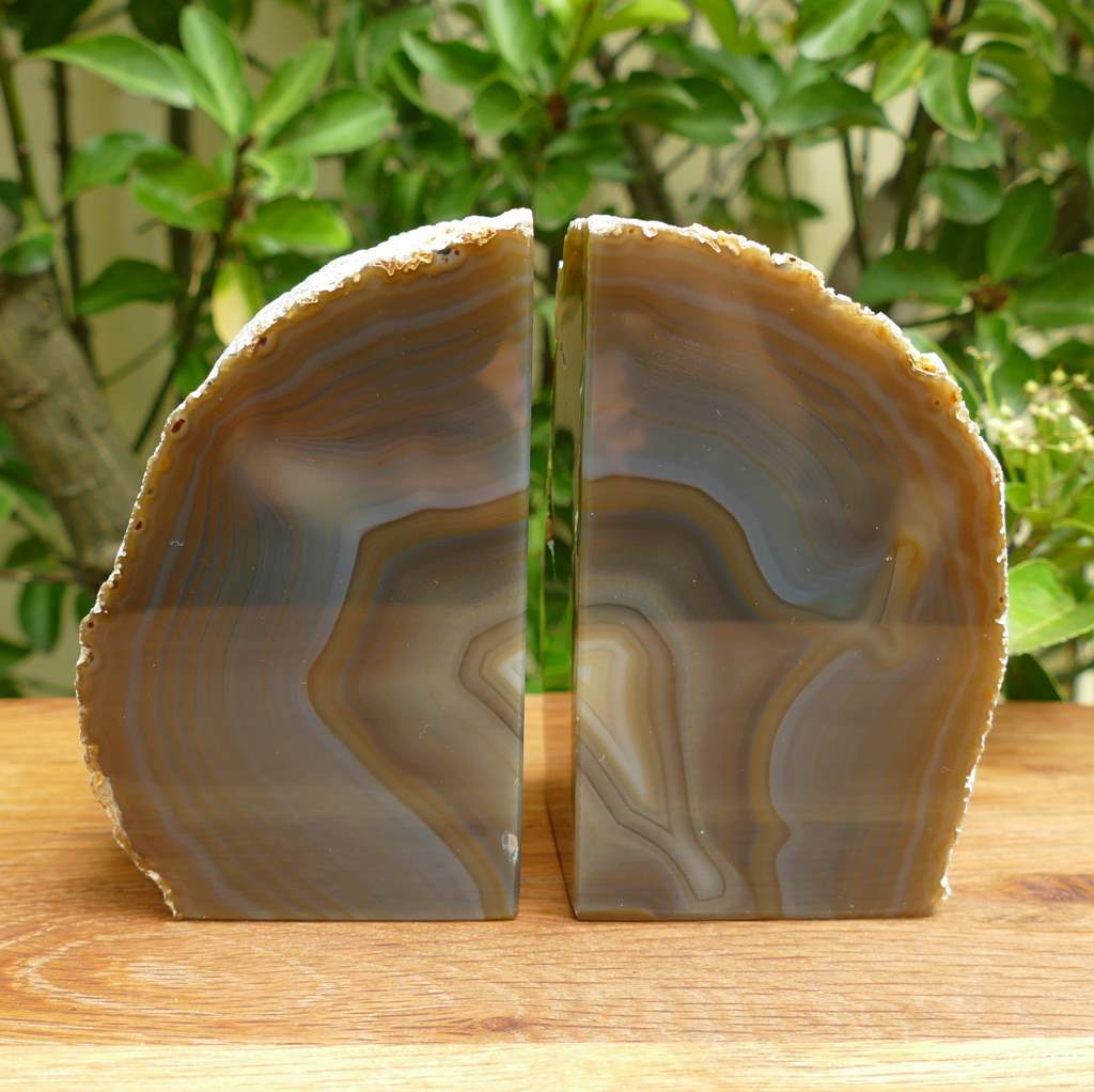 natural agate bookends