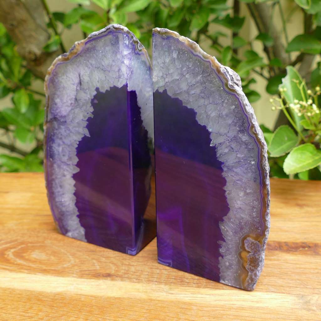 purple agate bookends