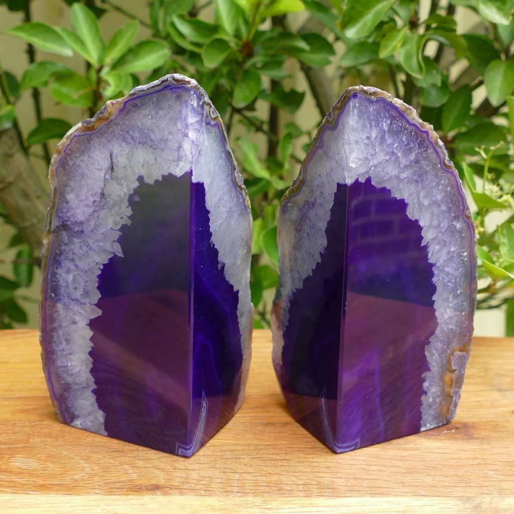 purple agate bookends