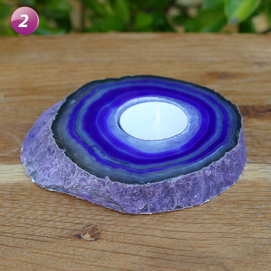 Agate Tea Light Candle Holder - Purple