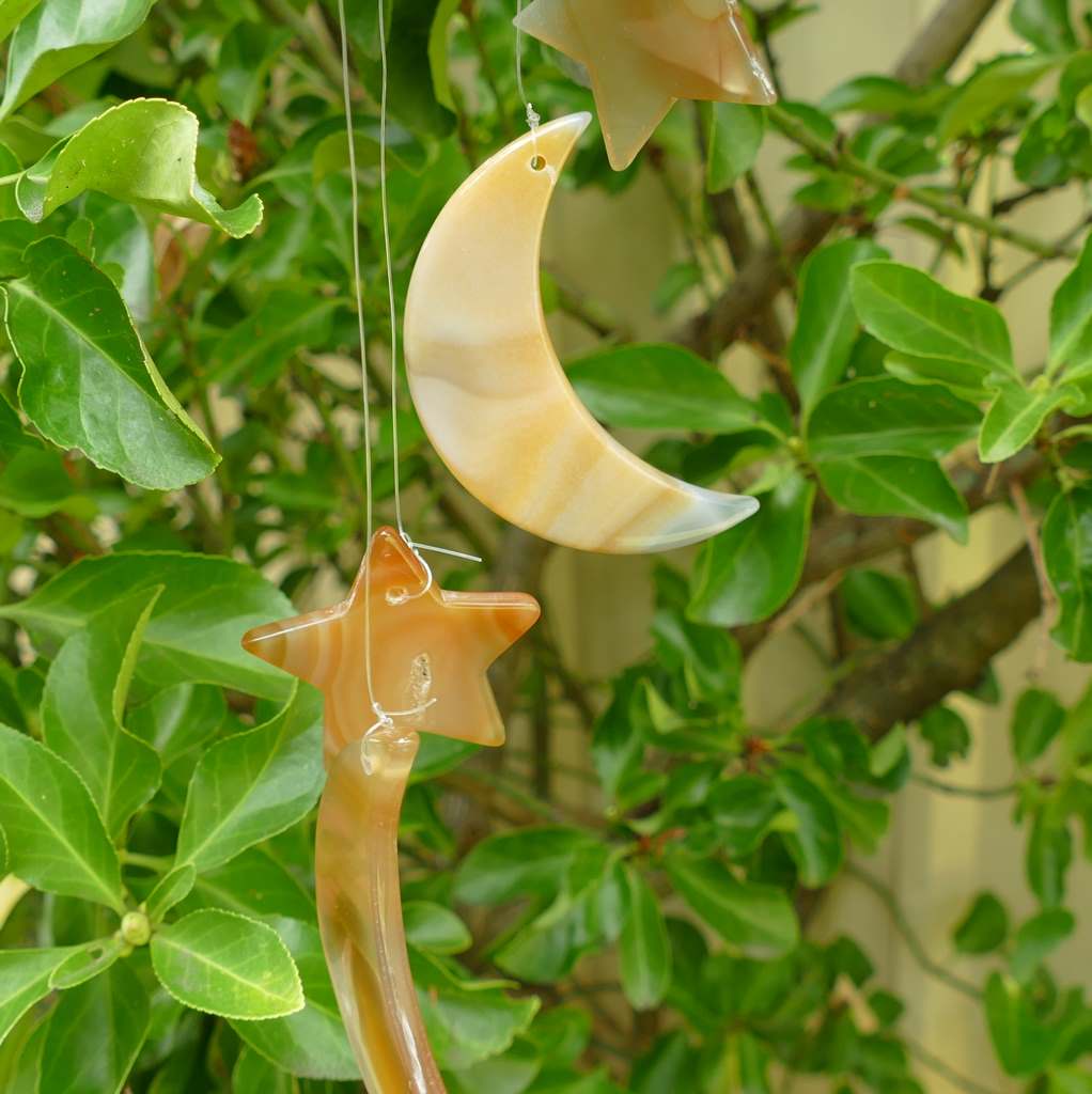 Agate Wind Chime - Brown Stars and Moons