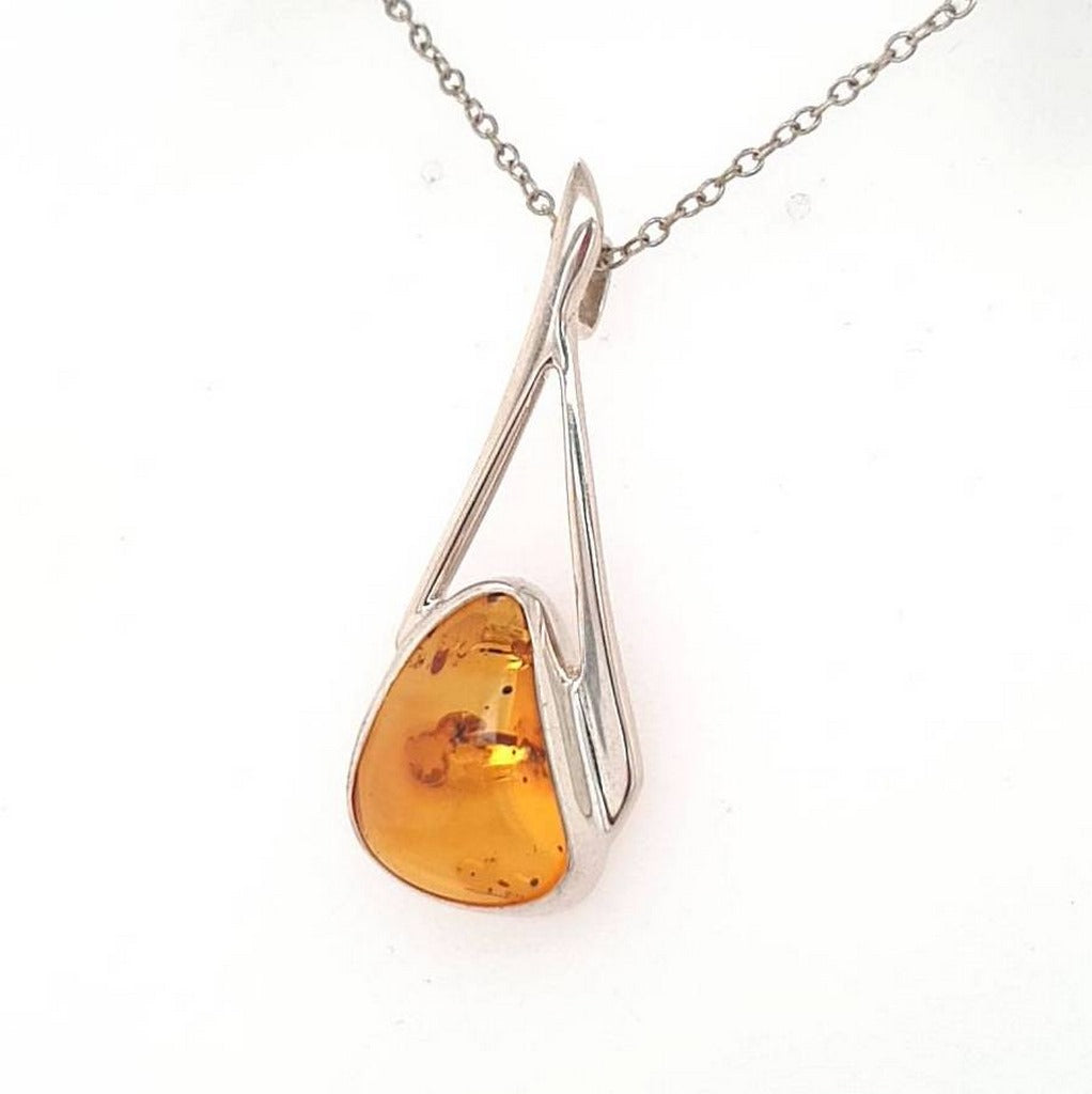 Baltic Amber Pendant in 925 Sterling Silver with Stunning Setting