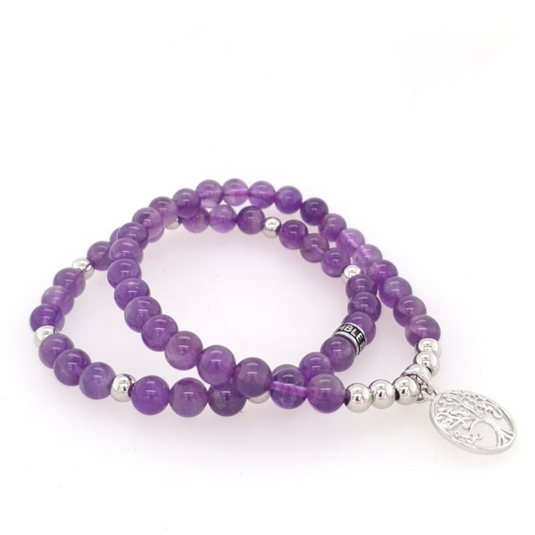amethyst tree of life duo bracelet set