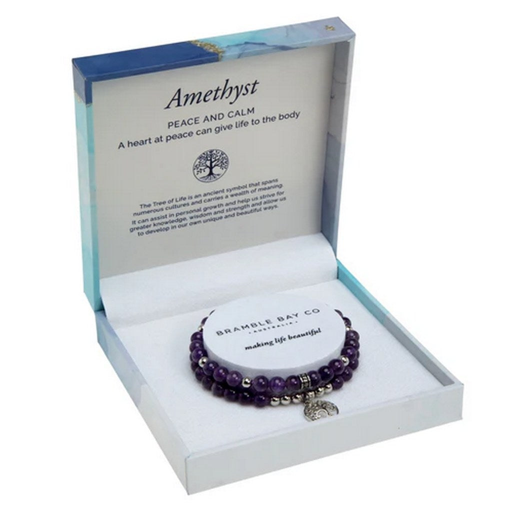 amethyst tree of life duo bracelet set