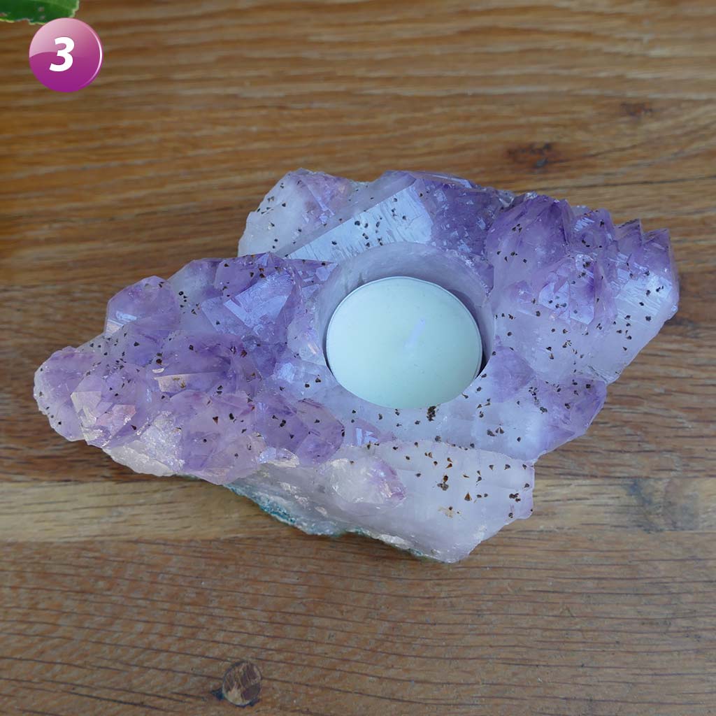 amethyst cluster tea light candle holder