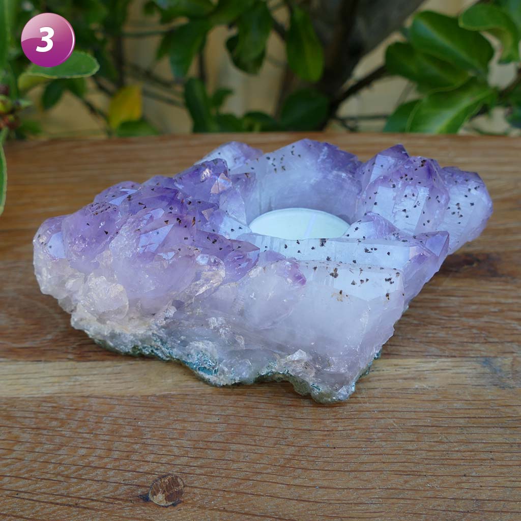 amethyst cluster tea light candle holder