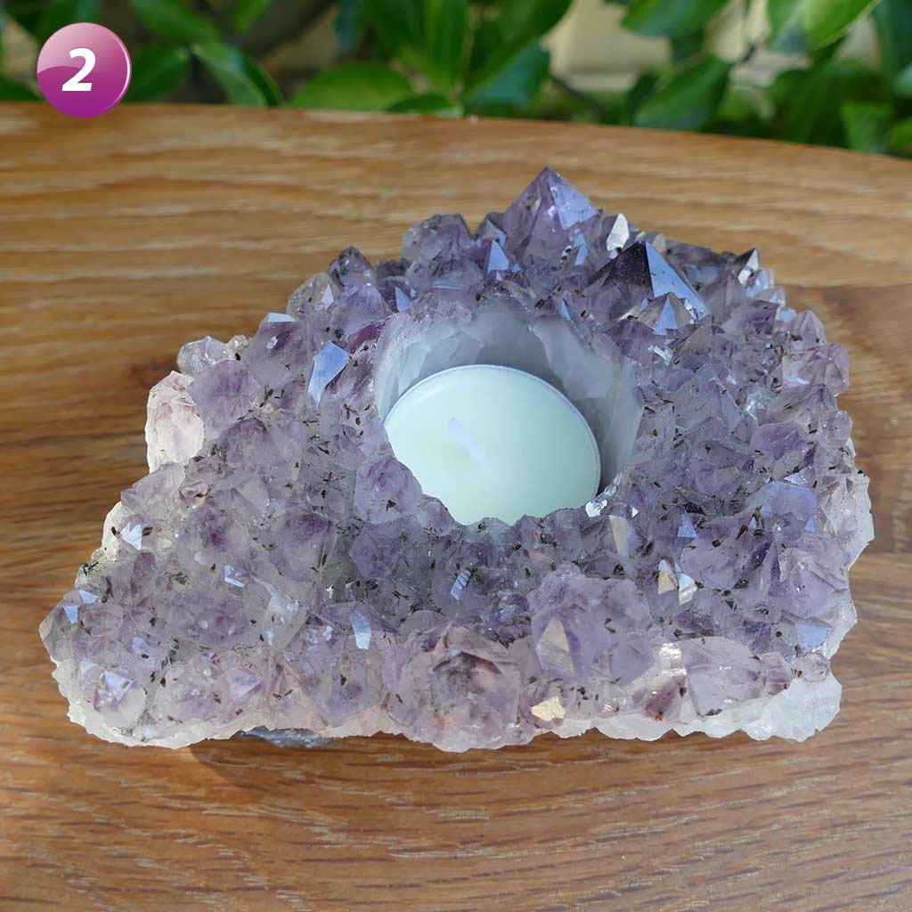 amethyst cluster tea light candle holder