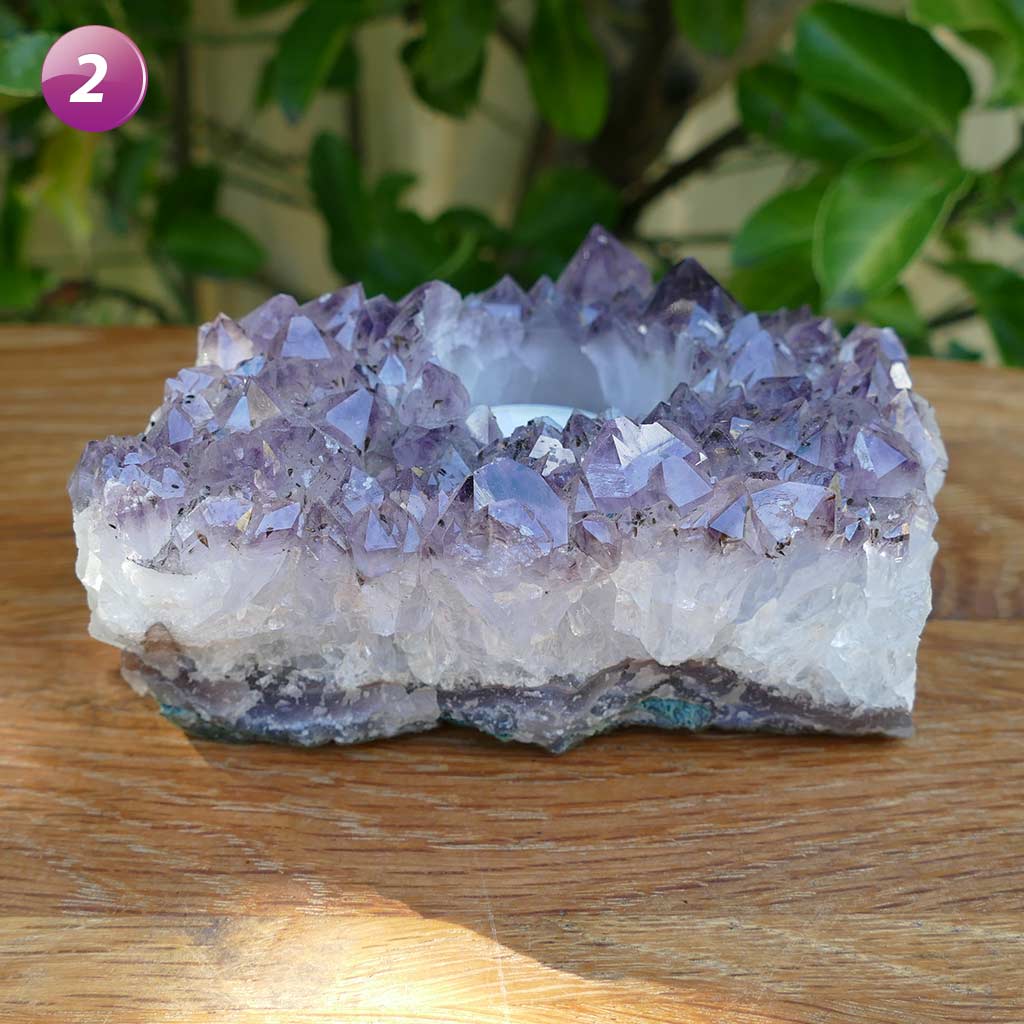 amethyst cluster tea light candle holder