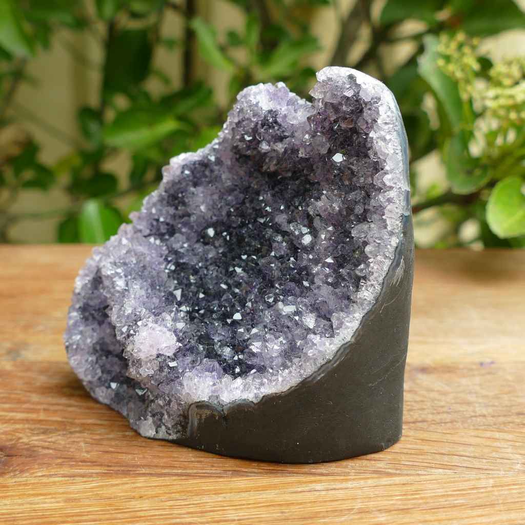 Deep Purple Amethyst Crystal Cluster on Cut Base from Uruguay