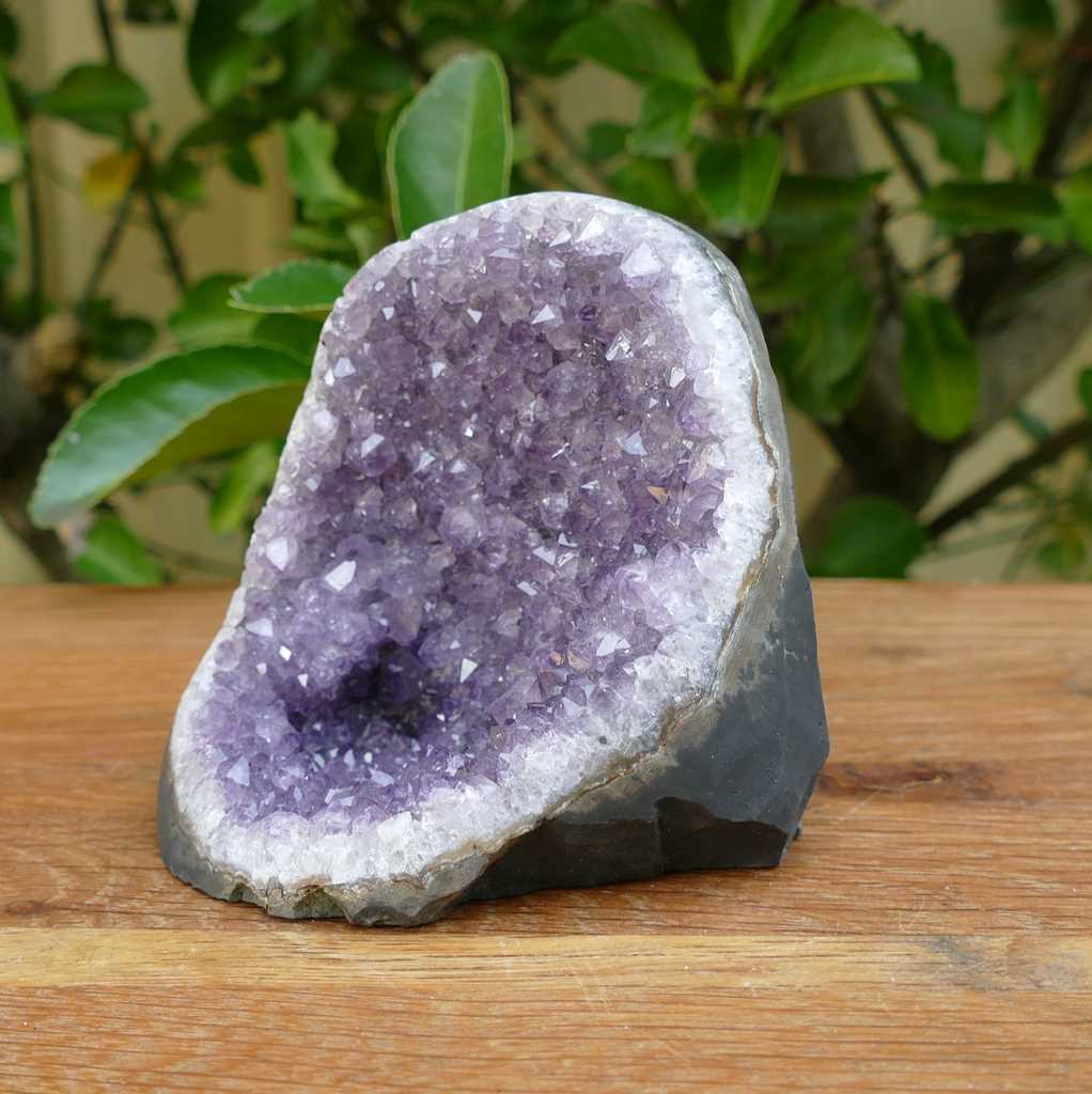 Deep Purple Amethyst Crystal Cluster on Cut Base from Uruguay