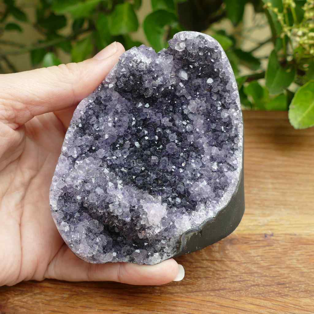 Deep Purple Amethyst Crystal Cluster on Cut Base from Uruguay