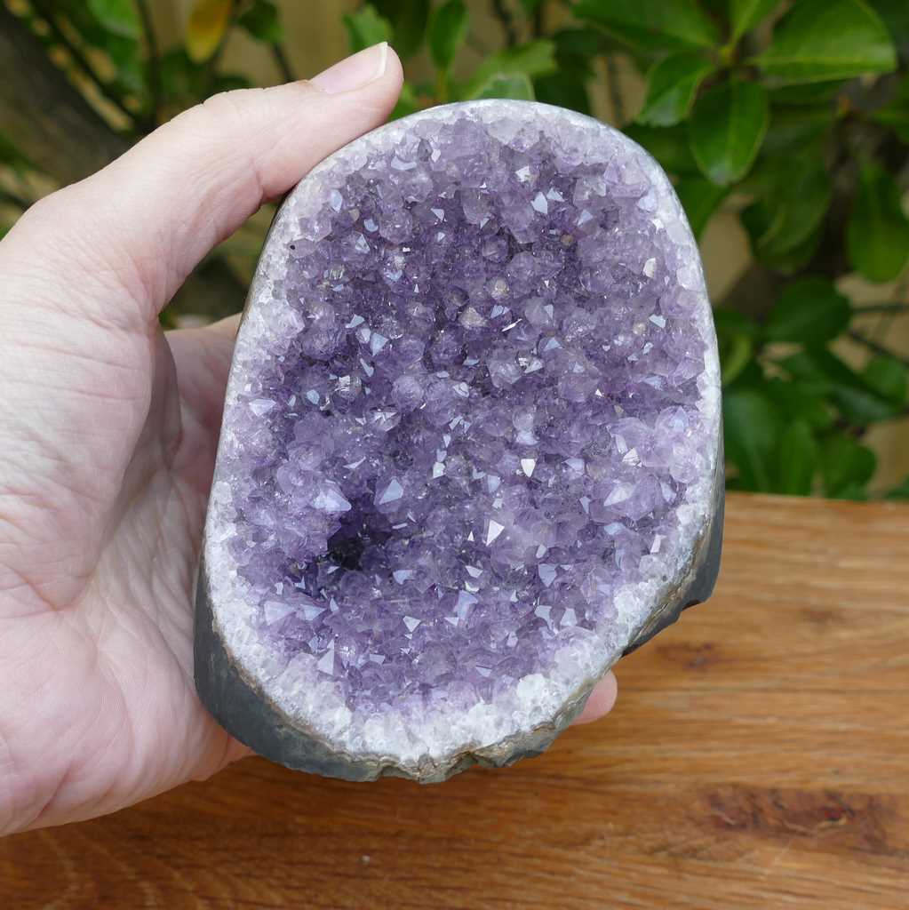 Deep Purple Amethyst Crystal Cluster on Cut Base from Uruguay