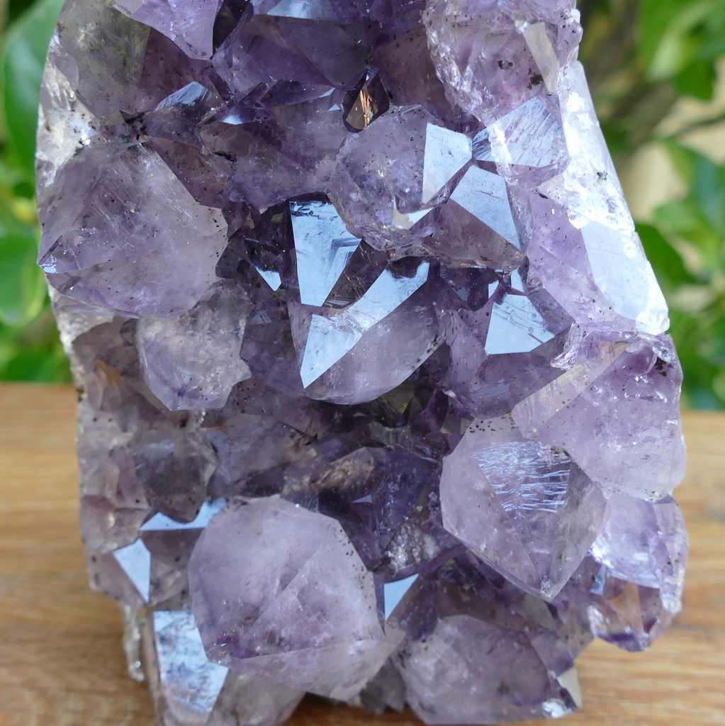 Elegant Deep Purple Amethyst Crystal Cluster with Cut Base - Brazilian Origin
