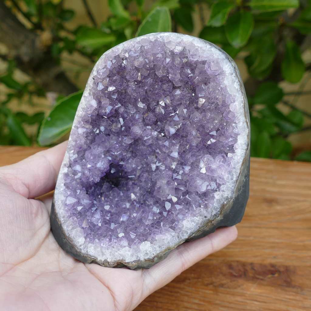 Deep Purple Amethyst Crystal Cluster on Cut Base from Uruguay