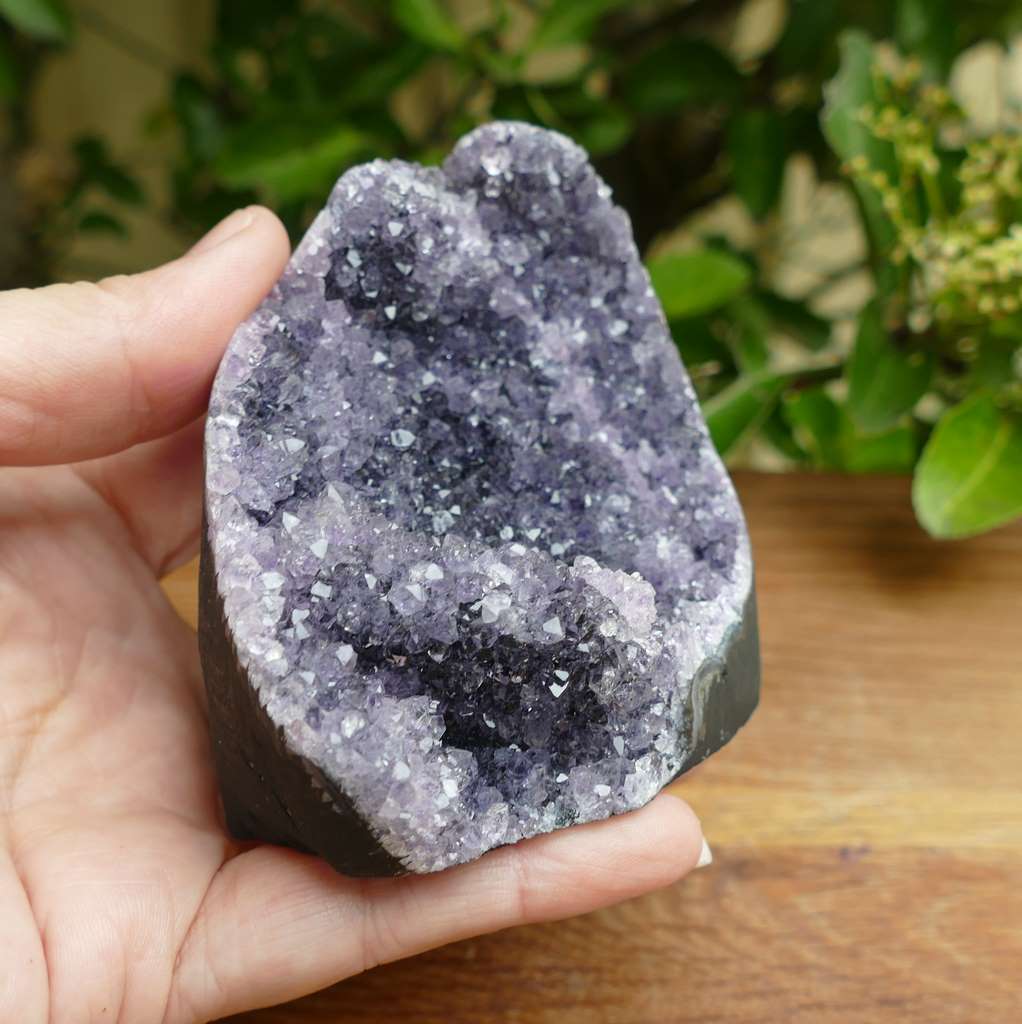 Deep Purple Amethyst Crystal Cluster on Cut Base from Uruguay