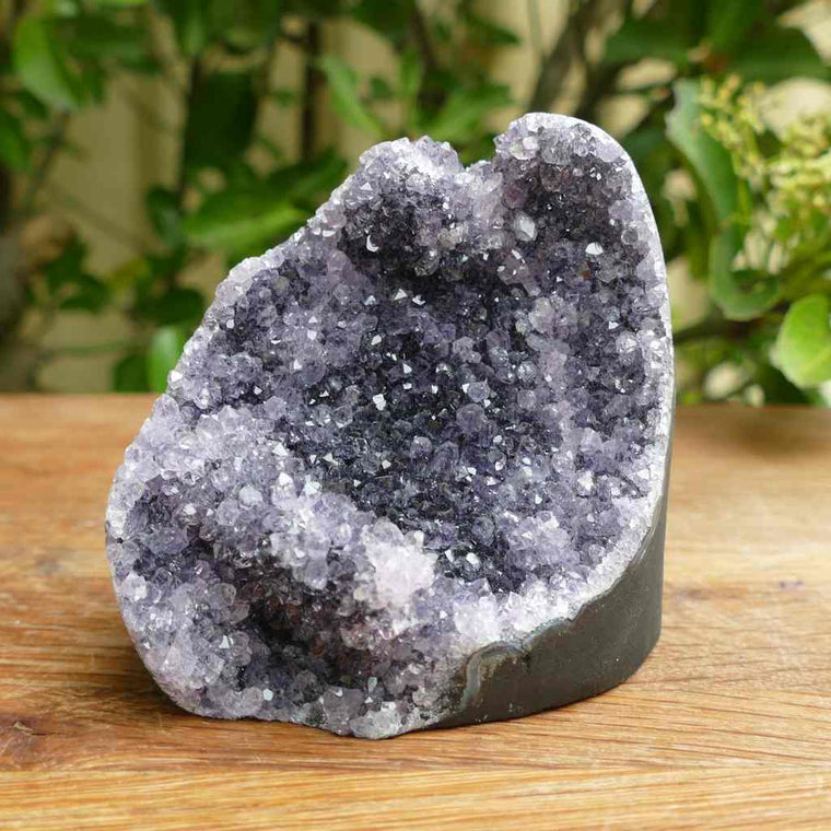 Deep Purple Amethyst Crystal Cluster on Cut Base from Uruguay