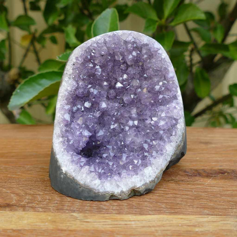 Deep Purple Amethyst Crystal Cluster on Cut Base from Uruguay