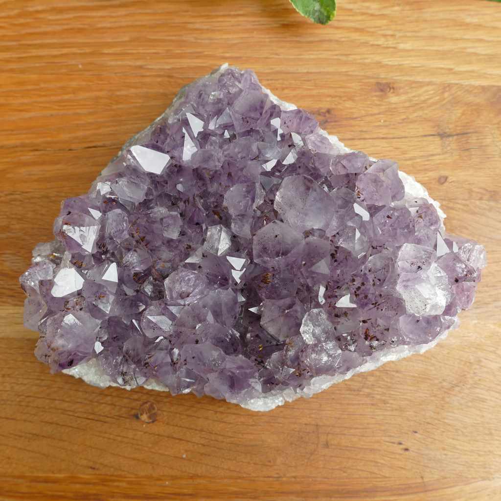 amethyst cluster wood base