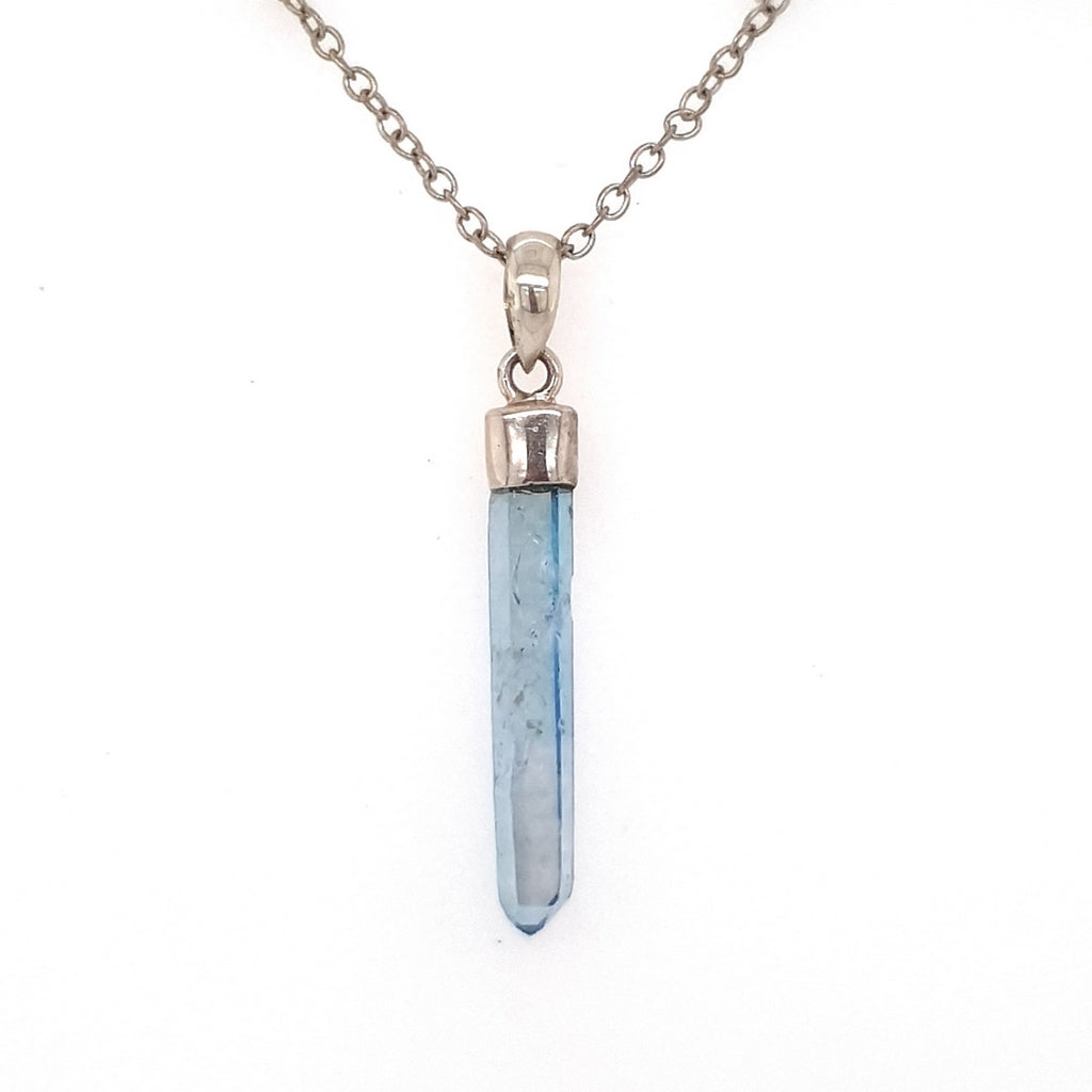 aqua aura crystal pendant