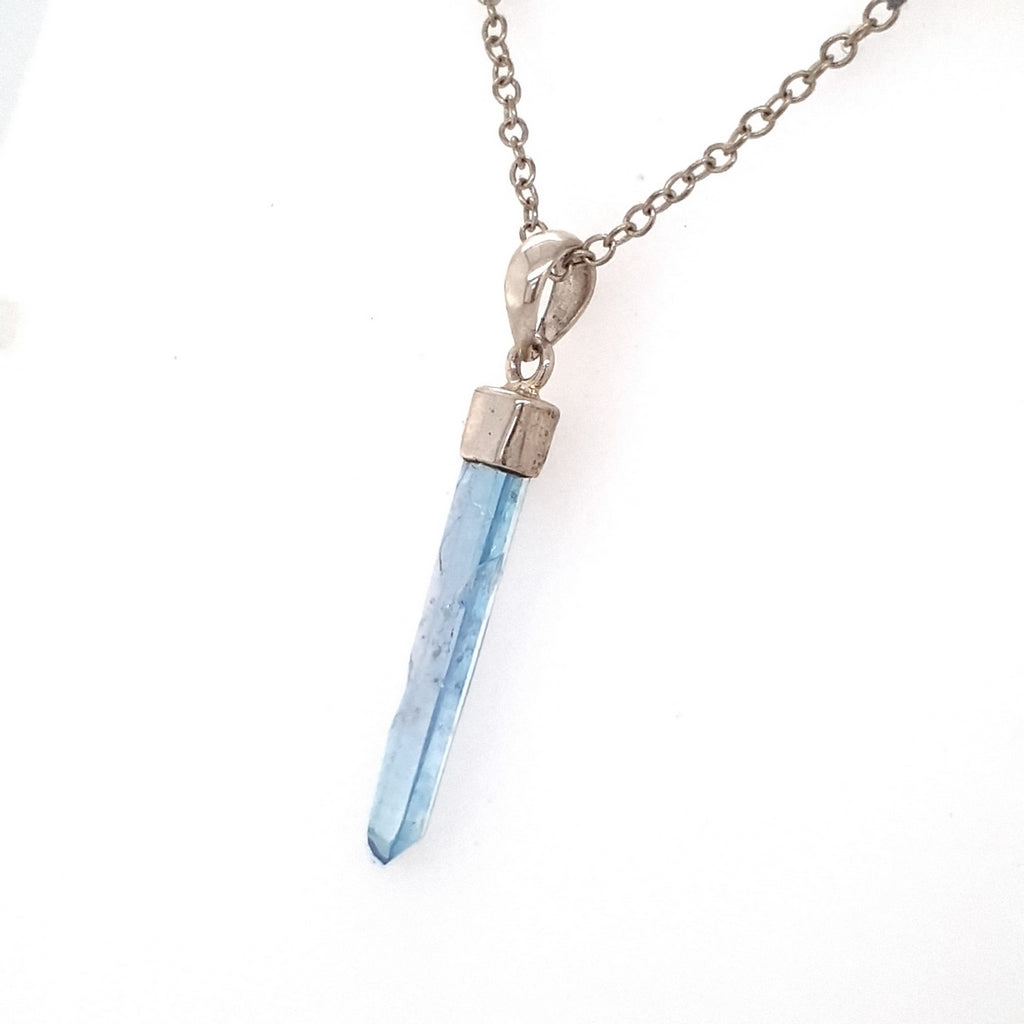 aqua aura crystal pendant