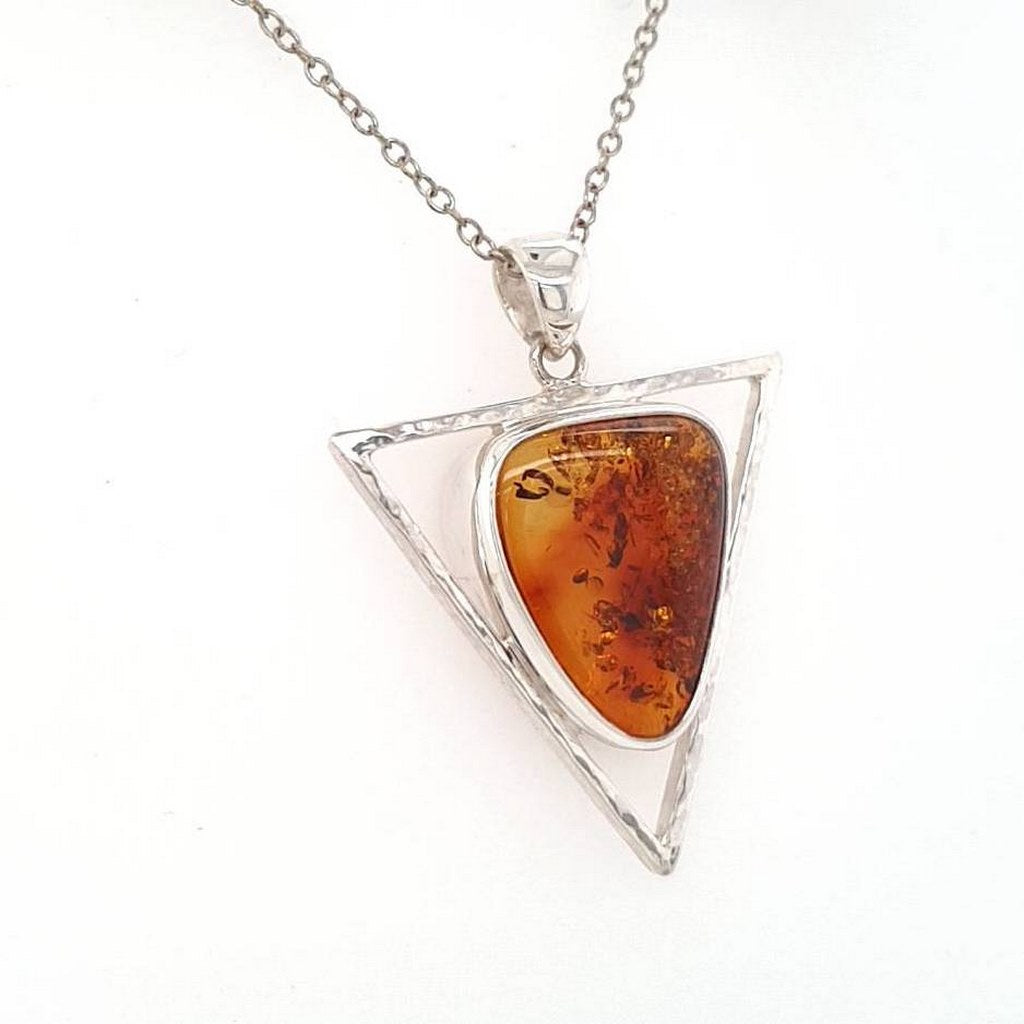 Baltic Amber Pendant Set in Sterling Silver