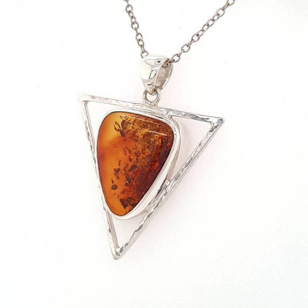 Baltic Amber Pendant Set in Sterling Silver