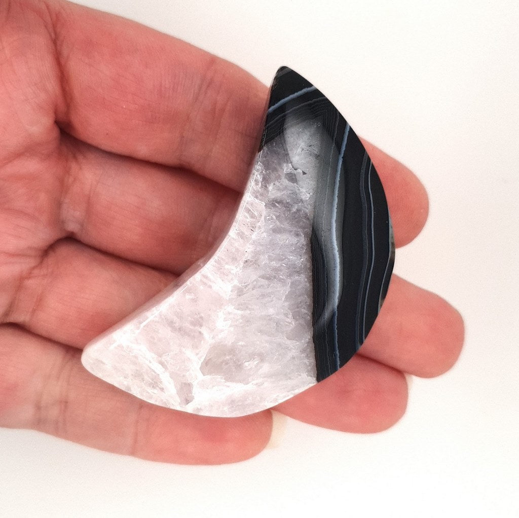 black agate crescent moon