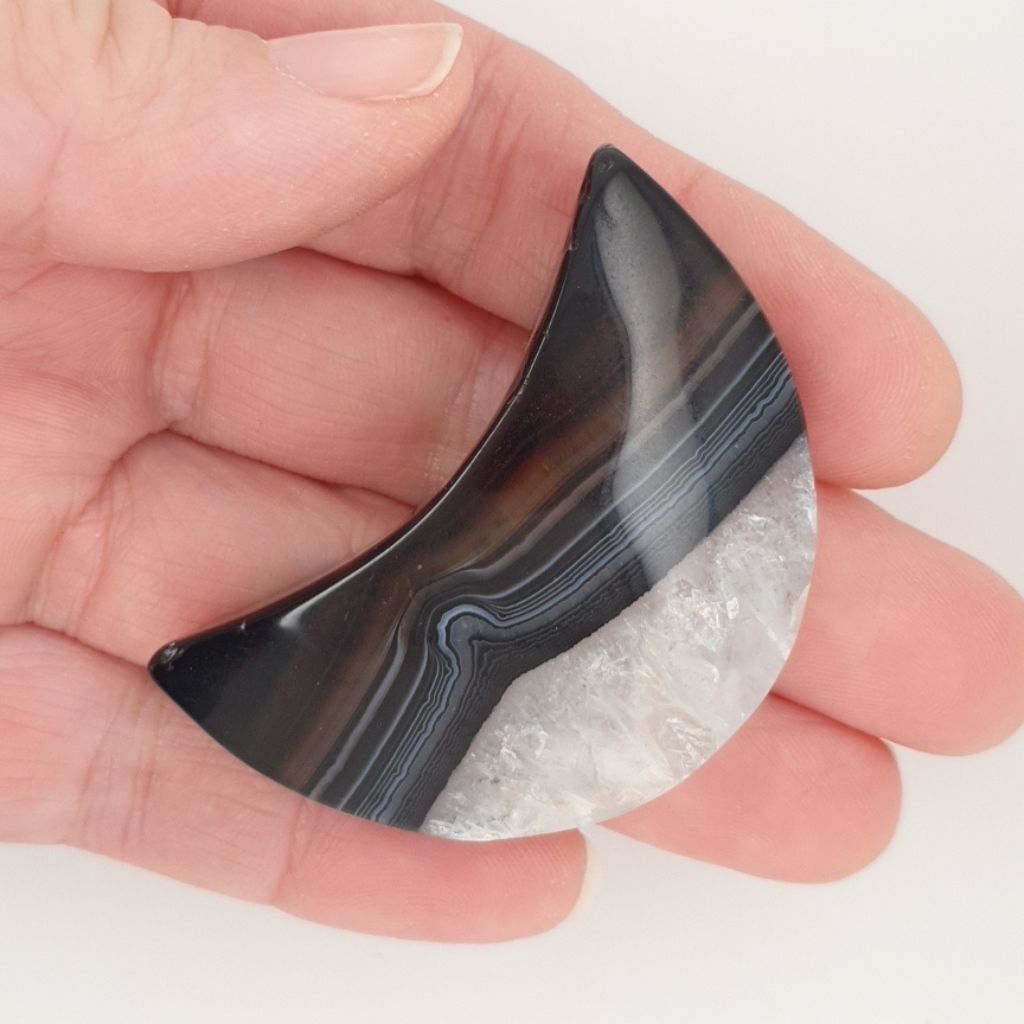 black agate crescent moon