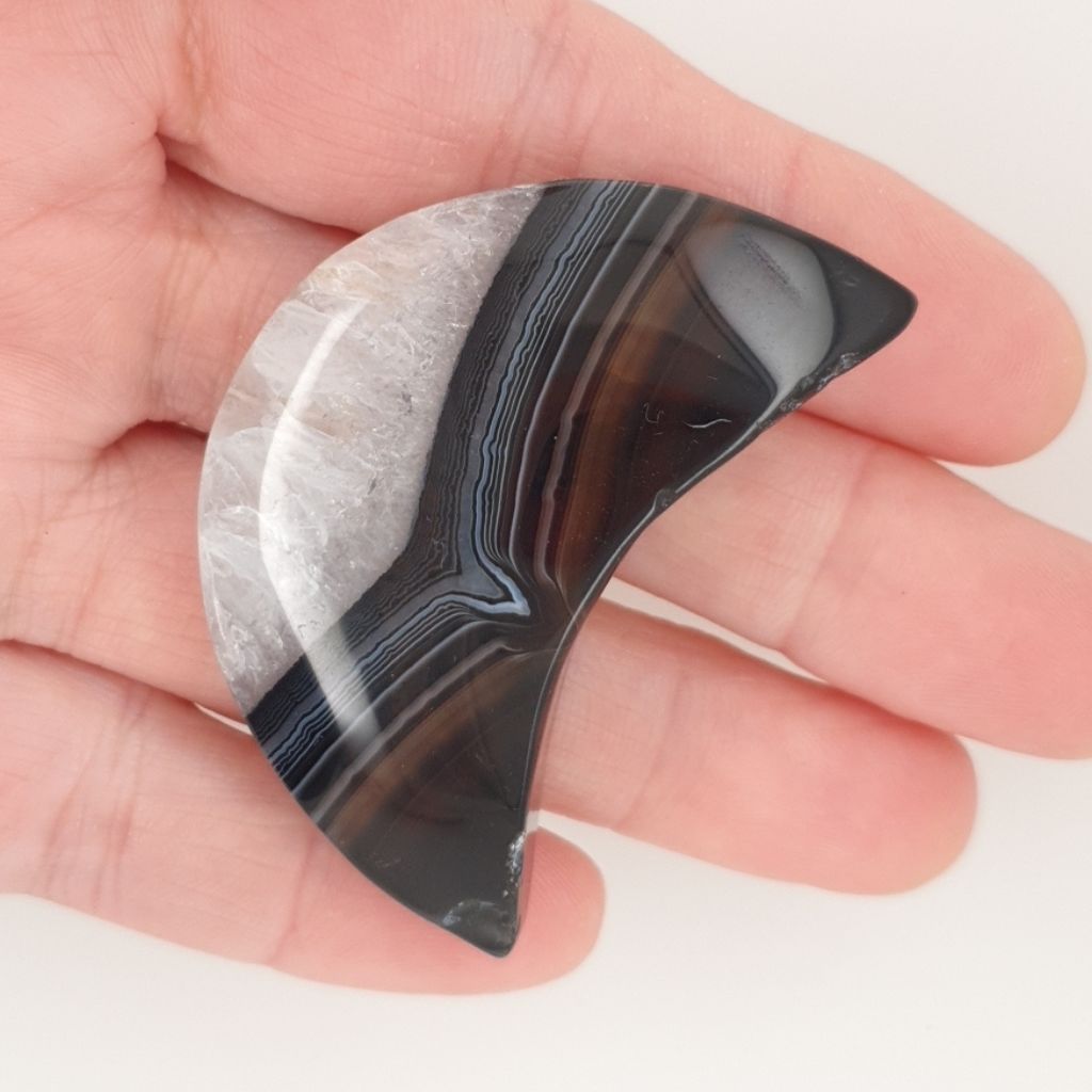 black agate crescent moon