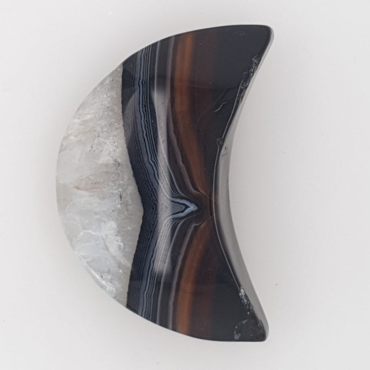 black agate crescent moon