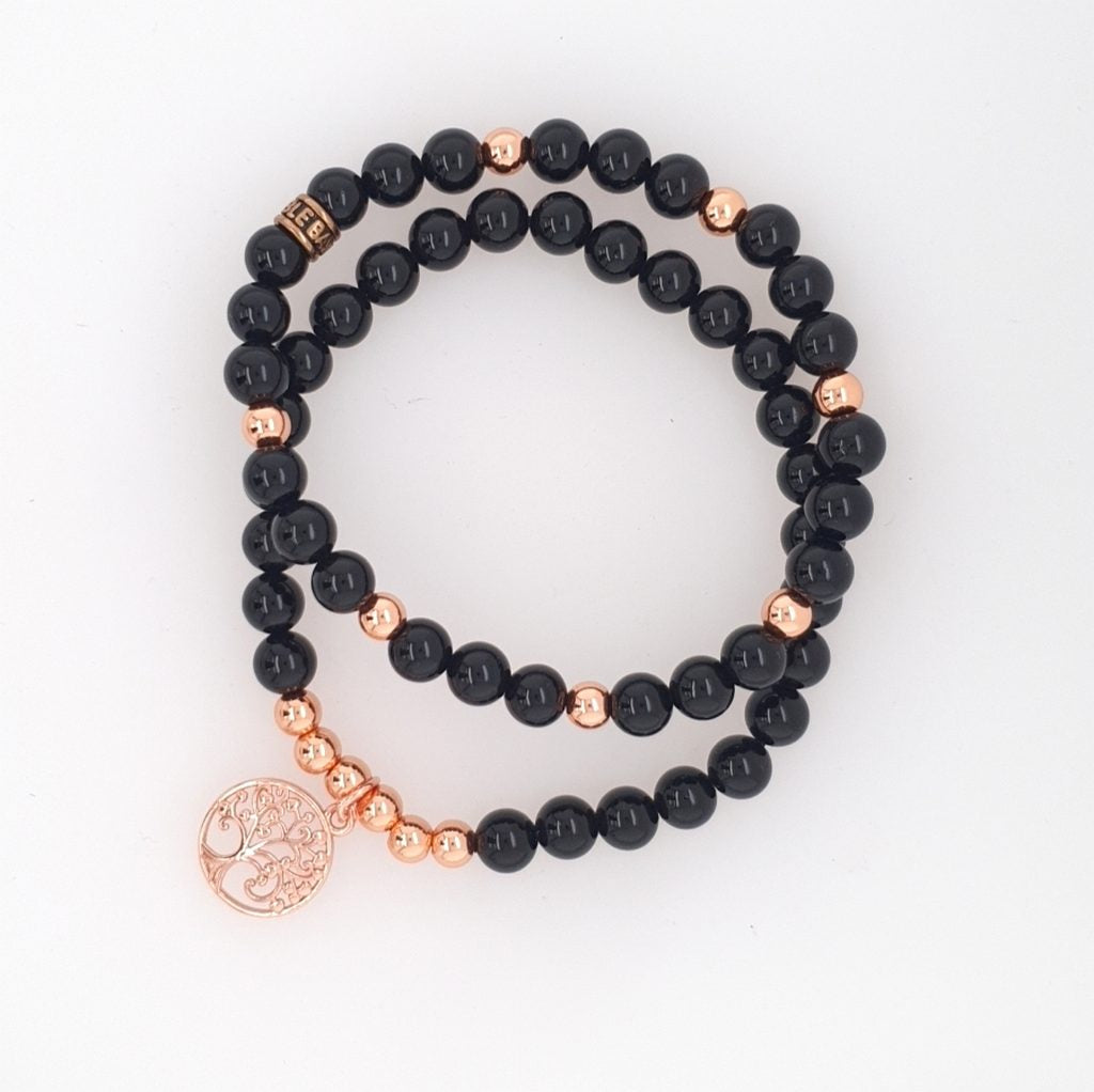 black obsidian duo bracelet set
