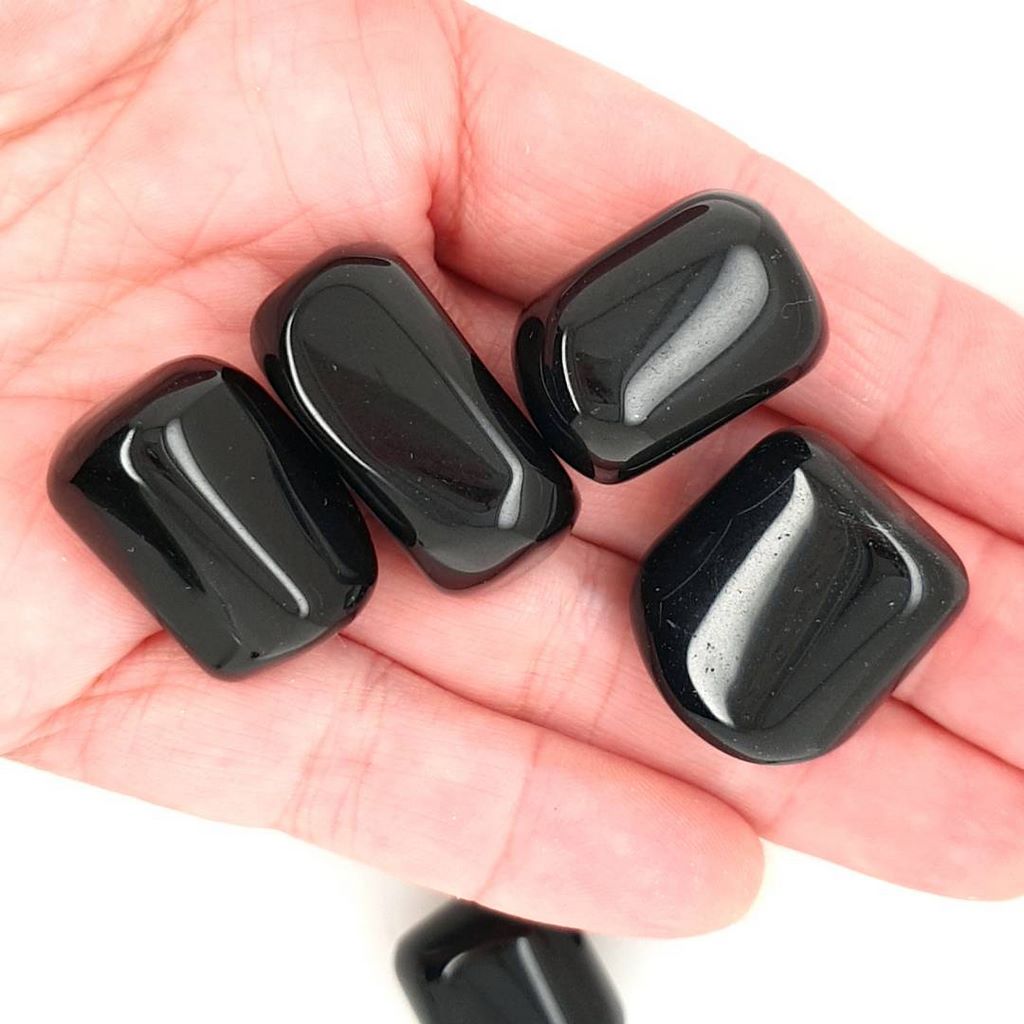 black obsidian tumble stones