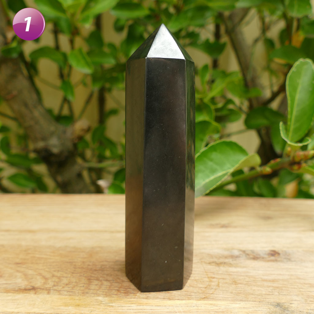 Black Tourmaline Point Reiki Protection Wand - 352g, Handcrafted Crystal Point for Energy Balancing